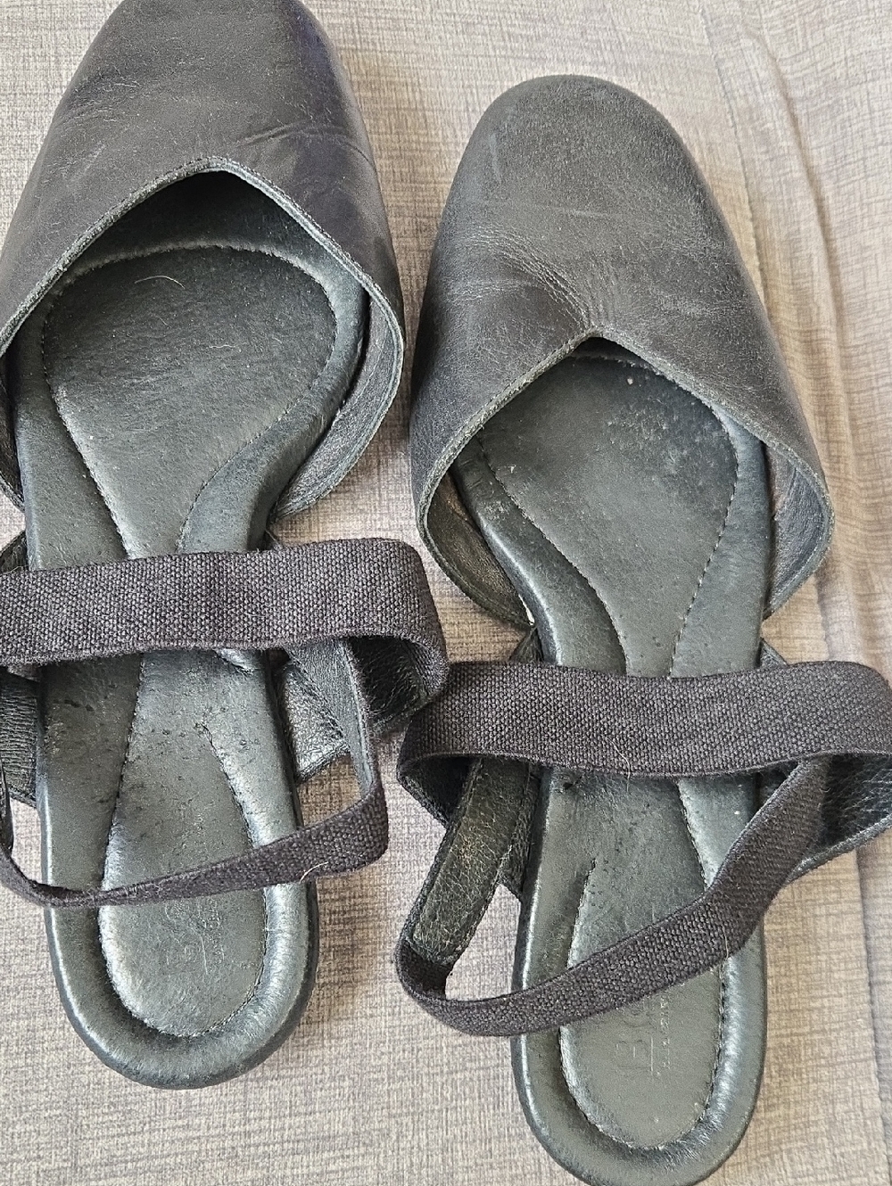 Born Black Leather Slip-On Flats with Elastic Strap